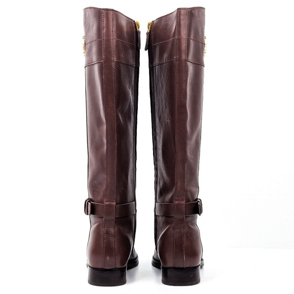 Tory Burch Wmn Everly Signature Leather Brown Equestrian Riding Tall Boots sz 9 - Picture 3 of 8